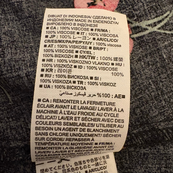 Gap + Short Sleeve Black/Pink Floral Print Fit and Flare Dress 16 - Picture 13 of 15